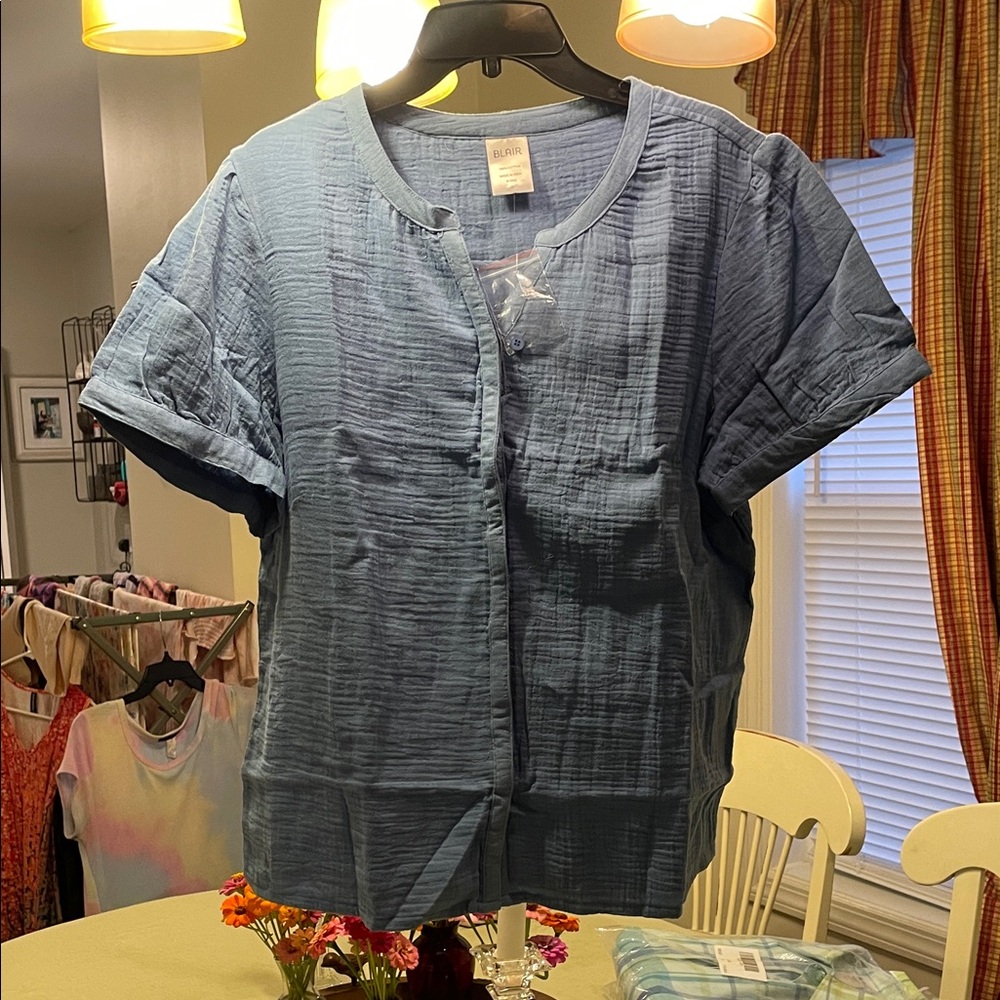 Blair Blue Textured Women's Top